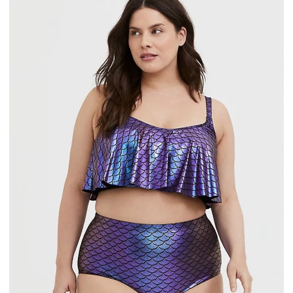 PURPLE IRIDESCENT MERMAID FLOUNCE BIKINI TOP